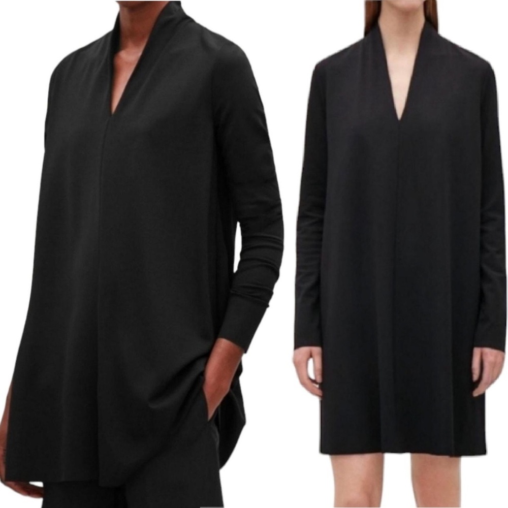 COS Women’s Long Sleeve Black Tunic Top Mini Dress